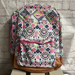 Ladies / girls pink and green Aztec pattern backpack